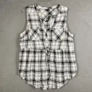 Torrid Sleeveless Top Women Size 3 Black White Plaid Blouse Pullover Shirt Rayon