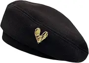[HAMKVBPR] Women's Beret Hat Beret Women's Retro Versatile Love Metal Painter Hat for Autumn, Winter