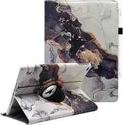 Apple iPad 10.2 Inch Case - Fit iPad 9th/8th/7th Generation - 360 Degree Rotating Cover with Sleep Wake (Black Marble)