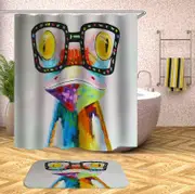 Colorful Hipster Frog Shower Curtain