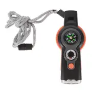 7 In 1 Emergency Survival Whistle LED Light Thermometer Compass Multi Funct AP
