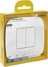 VIMAR 0K03906.06 Arké Round Friends of Hue Smart Switch Kit, Wireless Light Switch Without Battery, Dimmer Switch Kit Contains Double Cover Plate, Mounting Frame, Switch and 2 Buttons White