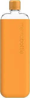[memobottle] SLIM (Mandarin) Bundle - 15oz (450ml) - Bottle, silicone sleeve & lid | Sleek, Slim & Flat Water Bottle for Bags & Laptops | BPA Free Tritan | Modern, Minimalist | Ideal for Daily Use