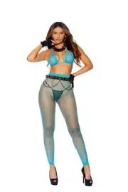 Flirty Fence net cami top with buttons and matching legging iin Turquoise