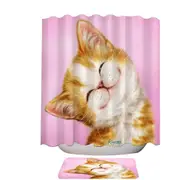 Lovely Smile on Adorable Ginger Kitten Shower Curtain