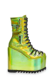 [Club Exx] Traitor Boots - Lime Green Holo