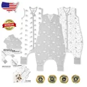 0.5 TOG Organic Cotton Toddler Sleep Sack with Feet - 3-Pack for Age 4T-5T