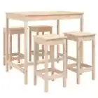 5pcs Outdoor Bar Set Garden Patio Pool Dining Table Stools Chairs Pine Furniture