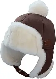 [Generic] Pom Poms for Toddlers Kids Outdoor Winter Autumn Warm Baby Boy Girl Children Cute Pilot Ear Protections Cap Hat Boys Winter Hat and Gloves