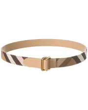 Burberry Reversible Check Canvas & Leather Belt