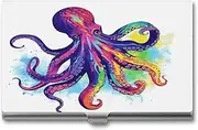 [LKHDS] Slim Aluminum Alloy Business Card Holder Colorful Octopus Pocket Business Card Case Portable Business Card Wallet Business Card Holders Handheld Card Box for Women Men, style, One size, Style