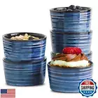 Hasense 6 oz Ramekins for Baking,Ceramic Souffle Dish Oven Safe Set of 6,Porc