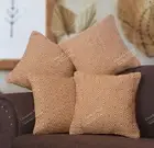 Handwoven Natural Jute and Cotton Pillow Cover 45x45 cm Hidden Clos Zip Backside