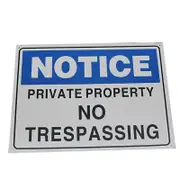 Warning Sign 600x450mm Notice Private Property No Trespassing Safety Plastic Hd