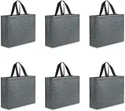 6 Pack Large Reusable Grocery Bags with Reinforced Handles and X Stitching,Hold 50 lbs,Durable Non-Woven Shopping Tote Bags, Washable & Eco-Friendly