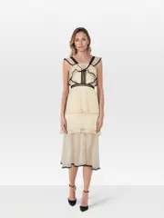 Ecru Square Lace Midi Dress