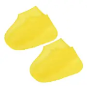 2 Pairs M Waterproof Silicone Shoe Cover Non-Slip Overshoes Galoshes Yellow