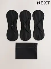 Black Medium Flow Period Liners Knickers with Wash Bag 3 Pack (AT5990) | $30