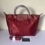 LONGCHAMP LE PLIAGE NEO  加厚 短柄 兩用包 水餃包 斜背包 (酒紅/中) 1515578609