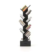 Costway 10-tier Tree Bookshelf w/ Drawer Storage Rack Organizer Free-standing Bookcase CD Rack Display Brown