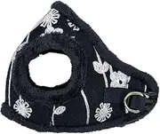 [Pinkaholic New York] Celandine Vest Dog Harness Step-in Warm Winter Flower Pattern for Small Dog, Navy, Medium