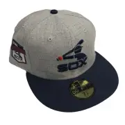 NEW ERA CHICAGO WHITE SOX MENS GREY RETRO PATCH 59FIFTY FITTED HAT SIZE 7 3/4