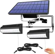 Solar Lights Outdoor -Double Head IP65 Waterproof Indoor Solar Shed Light with 3M*4pcs Cord Solar Powered Wall Light Porch Lights for Patio/Barn/Chicken Coop/Gazebo/Garage (White)