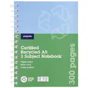 J.Burrows Recycled A5 3 Subject Notebook 300 Page