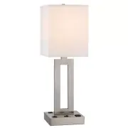 Cal Lighting Sarnia Metal Desk Lamp, 1 Outlet & 2 USBs, Steel - LA-8040DK