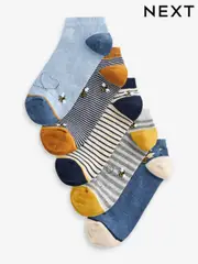 Navy/Ochre Bee Trainer Socks 5 Pack (B42536) | $19