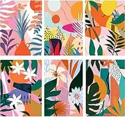 LWZAYS 6 Pack Paint by Numbers for Adults - DIY Acrylic Painting Paint by Numbers Kits on Canvas Without Frame, Simple Flower Oil Painting for Home Wall Decor 9.8x13.8inch(25x35cm)