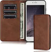 FROLAN for iPhone 7 Plus / 8 Plus Wallet Case with Card Holder, Premium PU Leather Credit Slot Flip Folio Book Drop Protection Shockproof Phone Cover for iPhone 7 Plus / 8 Plus 5.5 Inch - Dark Brown