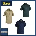 NEW! Bisley Mens Closed Front Cotton Drill Work Shirt KHAKI NAVY BOTTLE BSC1433