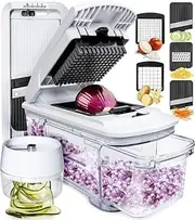 Vegetable Chopper, Onion Chopper, Veggie Slicer, Mandoline, Dicer, Grater - with Container & Bonus Spiralizer
