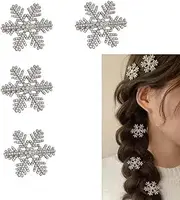 [RFTWXHPN] Silver Snowflake Hair Clips for Women Girls 4 Pcs Xmas Snowflakes Hair Clip Snowflake Hair Accessories for Women Girls Snowflakes Hair Barrette Christmas Holiday Hair Clips