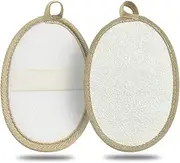 Loofah Exfoliating Body Scrubber (2 Pack), Natural Body Scrubbers for Shower Exfoliator, 100% Natural Lufa Bath Scrub Loofa Sponge Pad, Large Lufas for Men and Women Loufa Biodegradable Luffa Beige
