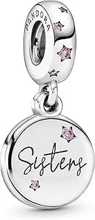 [PANDORA] Moments Women's Sterling Silver Forever Sisters Cubic Zirconia Dangle Charm for Bracelet