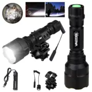 Tactical LED Flashlight Torch 800Yards Hunting White Light Scope Mount 20mm Rail