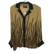 NWT Womens Size Small Bob Mackie Wearable Art Pure Silk Button Front Blouse Top