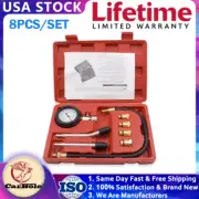 8 Pcs Cylinder Compression Tester Gas Engine Gauge Kit Tool Auto Car Motorcycle