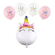 Unicorn Balloon Set - Smiling Mylar and Latex Balloons for Birthday Party Decor