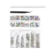 1850Pcs/Set DIY Multi Sizes Nail Crystal&Flat Back Round Rhinestones+Pen+Tweezer