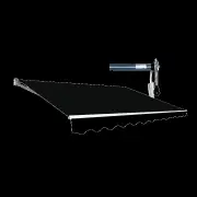 Motorised Outdoor Folding Arm Awning Retractable Sunshade Canopy Black 5.0m x 2.5m