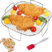 Air Fryer Rack and Basket - Stainless Steel Grill/Shelf for Dehydrator, Oven, Microwave - Multi-Purpose Accessory for Baking and Roasting (Style A)
