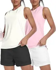 [Hiverlay] Women's Workout Athletic Running Tank Tops Loose Fit Exercise Sports Gym Muscle Shirts (Pack of 2)