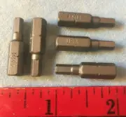 10pcs. Snap on indust. Driver Insert Bit, 4mm Hex Head, 1/4" Hex Shank, 1" Long