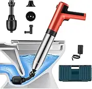 Electric Toilet Plunger ，Drain Clog Remover Tools,High Pressure Air Toilet Plungers Heavy Duty Plunger For Toilet,Bathroom,Floor Drain,Sewer,Pipe，built-in battery, RED