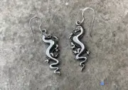Sterling Silver Dragon Dangle Earrings, Fantasy, Mythical, Fairytale Jewelry