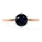 Real Blue Sapphire Ring 18K Rose Gold Solitaire Women's Engagement Ring