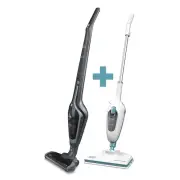 BLACK+DECKER 18V Cordless Stick Vac Vacuum & 1300W Steam Mop Cleaner Combo Kit